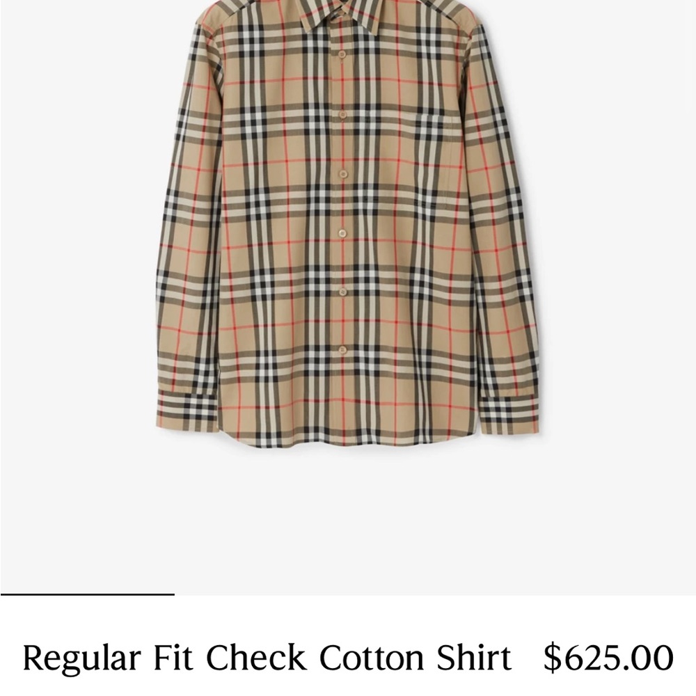 Burberry Beige and Red Check Casual Shirt